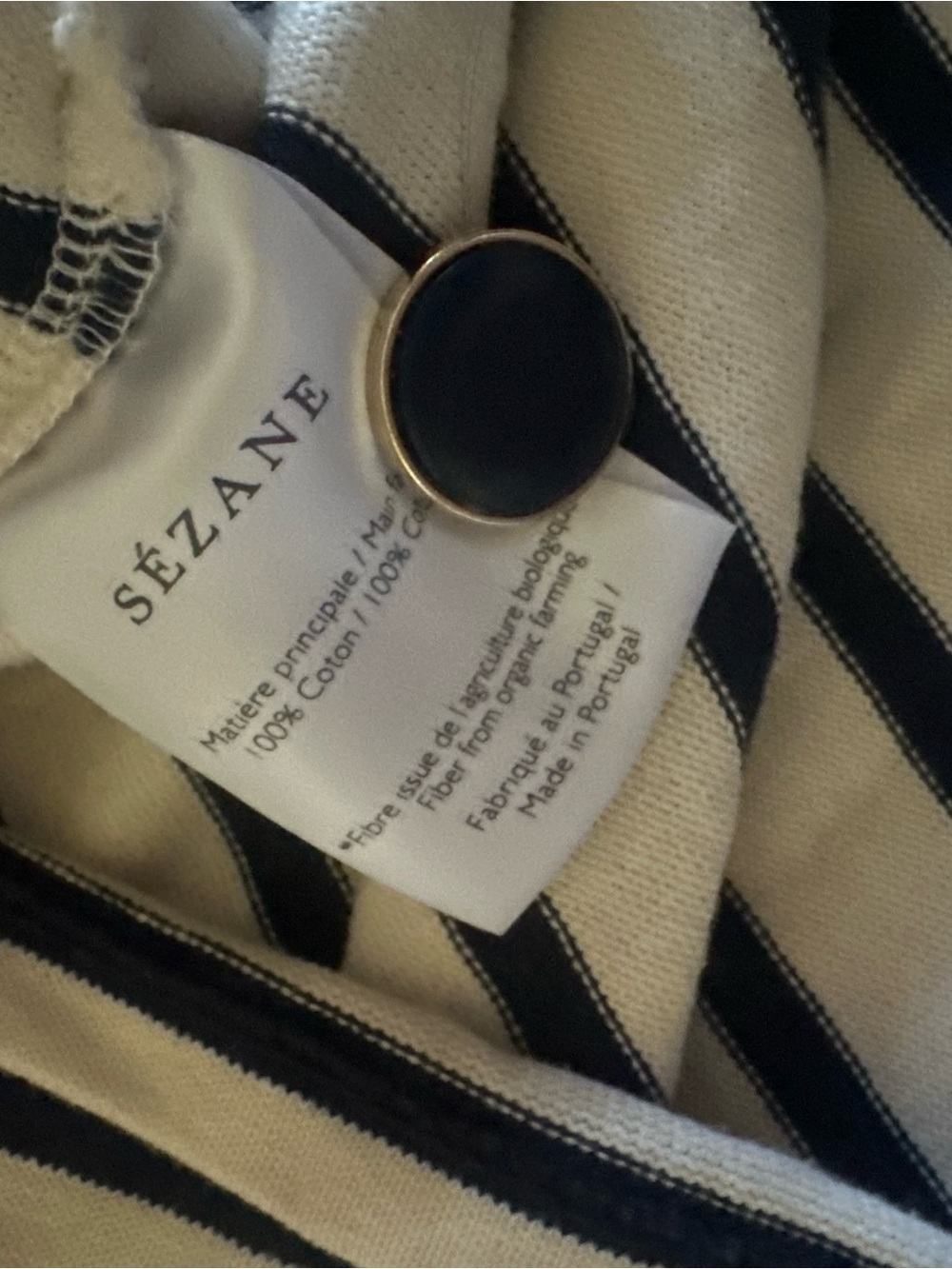 Sezane bateau Striped Long-SleeveTop - Navy and Cream - Picture 3 of 4